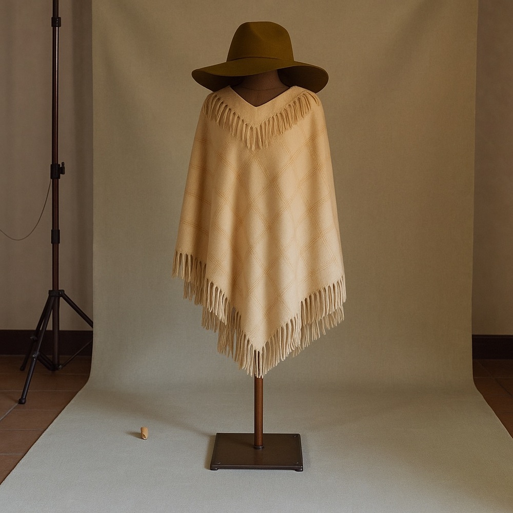 Wool Poncho & WIDE Brim Wool HAT